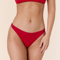 The Cheeky Bikini Bottom - Flat - Cherry Red