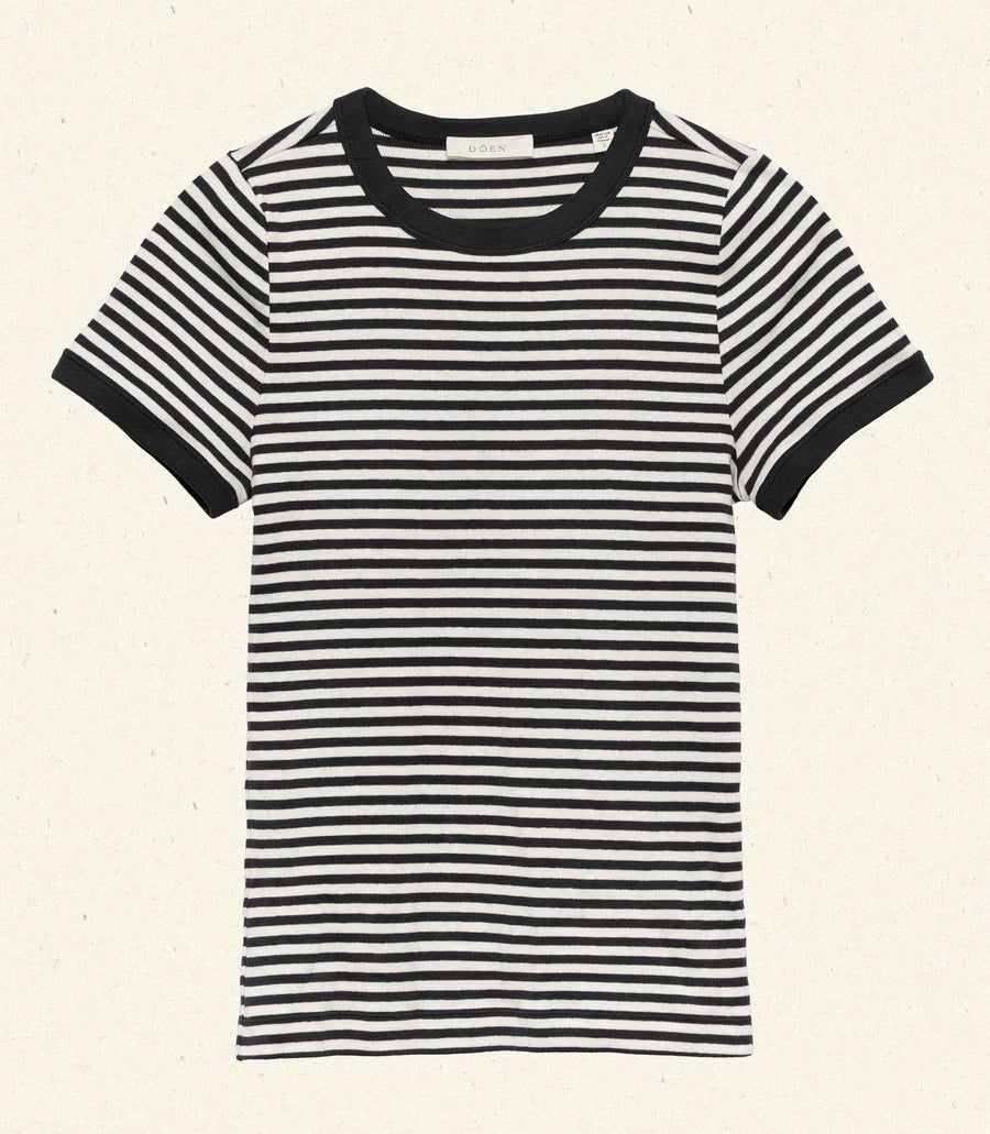 VIVI TEE -- BLACK NANTUCKET STRIPE
