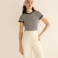 VIVI TEE -- BLACK NANTUCKET STRIPE