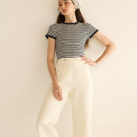 VIVI TEE -- BLACK NANTUCKET STRIPE