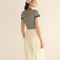 VIVI TEE -- BLACK NANTUCKET STRIPE