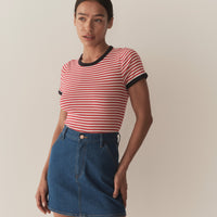 VIVI TEE -- ROUGE NANTUCKET STRIPE