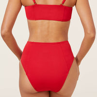 The High Waist Cheeky Bikini Bottom - Eco Nylon - Cherry Red
