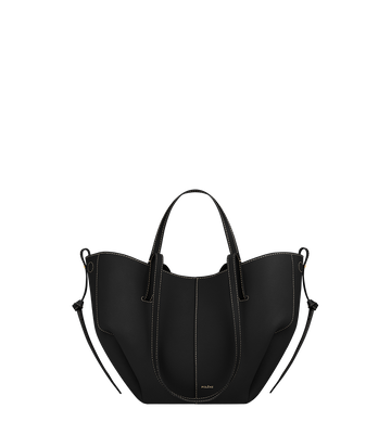 Cyme Mini - Textured Black with Ecru Stitching