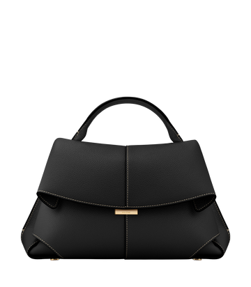 Mokki - Textured Black with Ecru Stitching