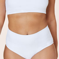 The High Waist Bikini Bottom - Ribbed - White